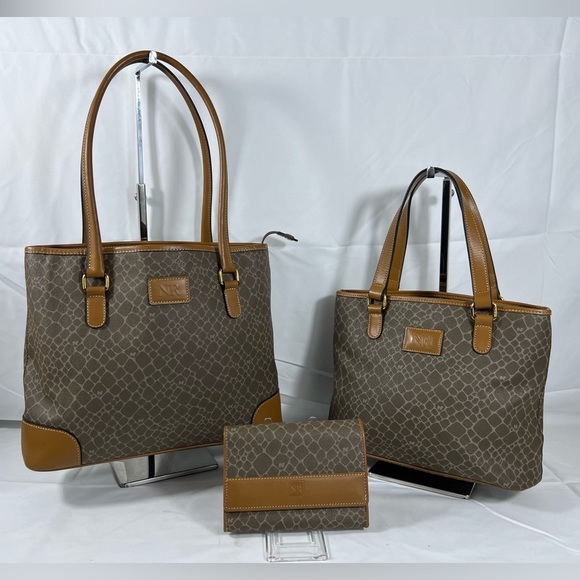 3 piece set: Vintage Nina Ricci Monogram Tote Bags & Wallet Set – Matching Logo - Picture 1 of 16